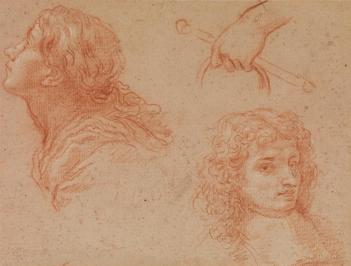 BALDASSARE FRANCESCHINI (Volterra 1611-1689 Florence) A Study of Heads and Hands; Figural Studies.